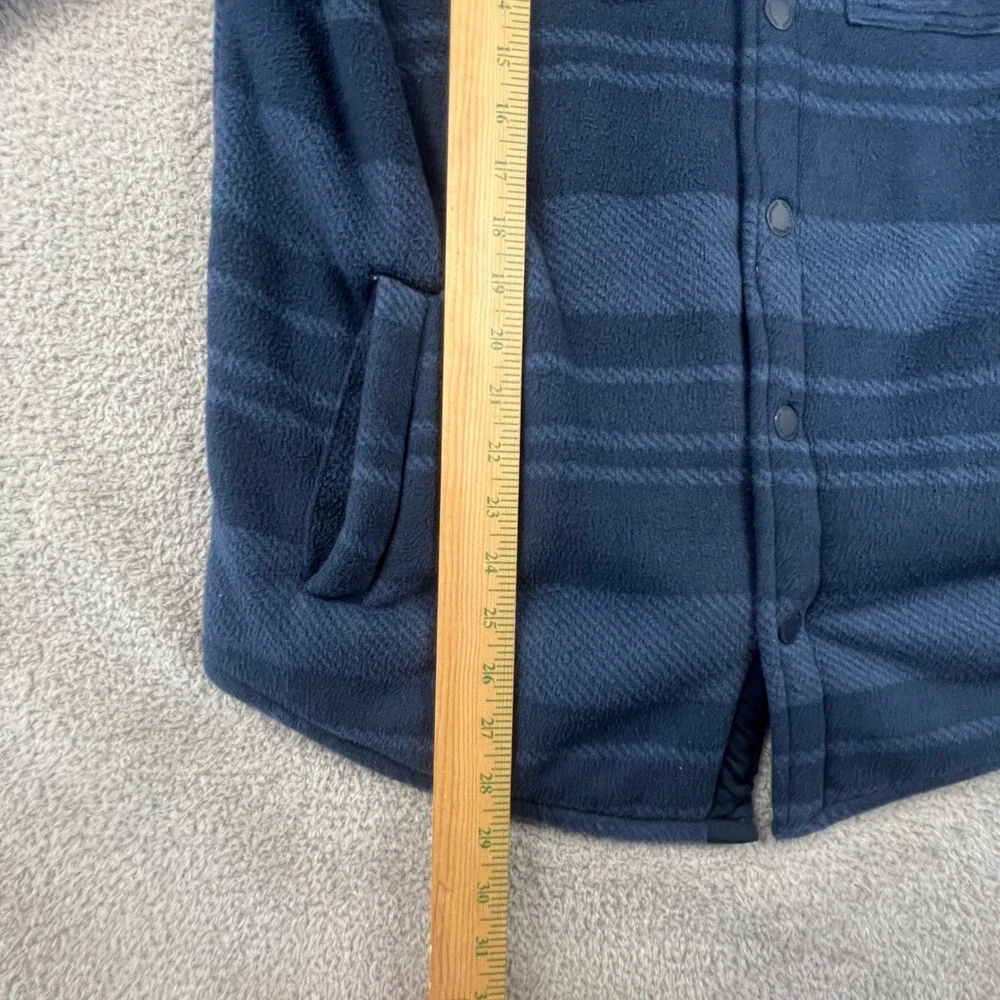 Voyager Mens Blue Striped Sherpa Lined Fleece Shirt Jacket‎ Shacket Medium